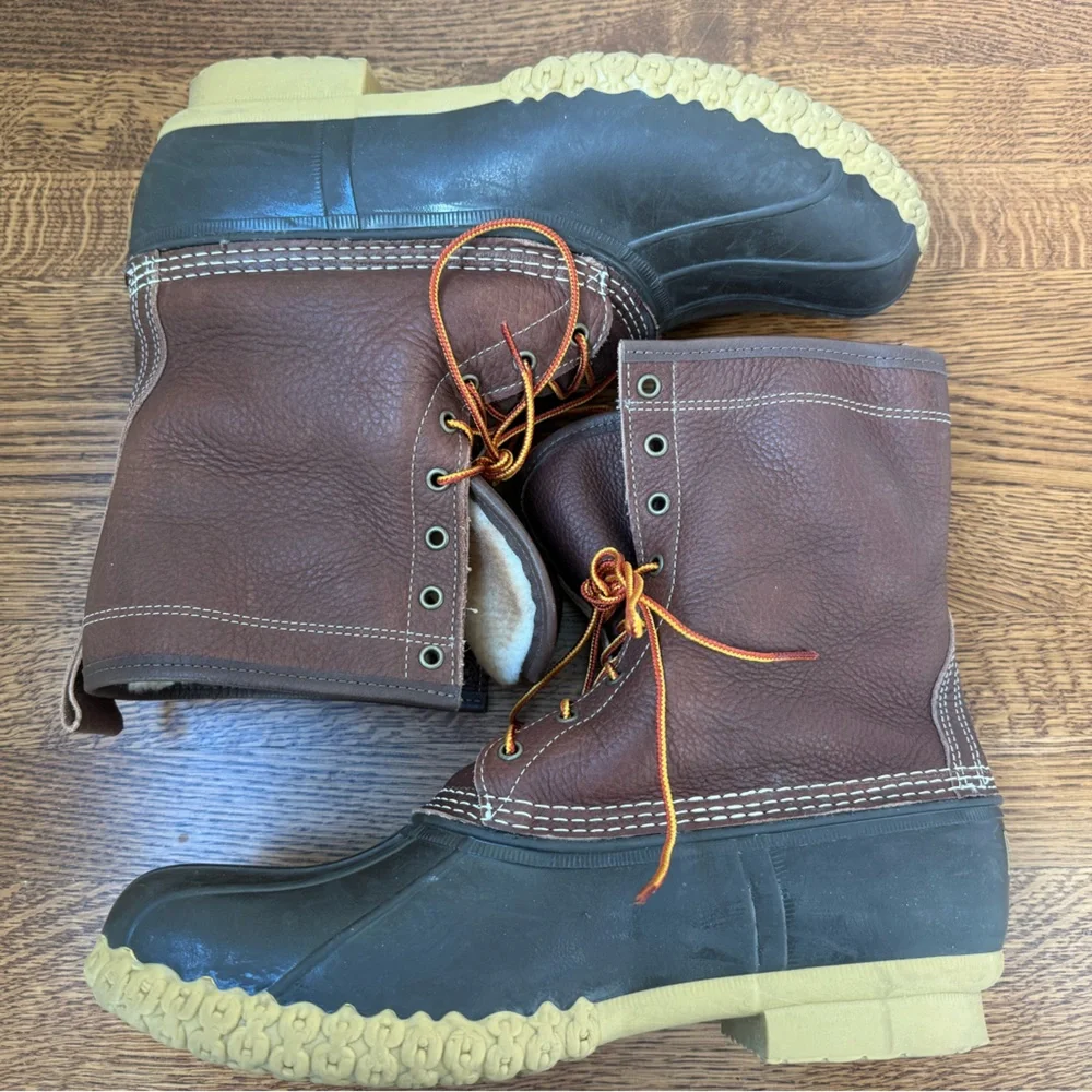 LL BEAN Classic Bean‎ Boots Duck Rugged Gorpcore Maine Outdoors Lace Up 14 Wide